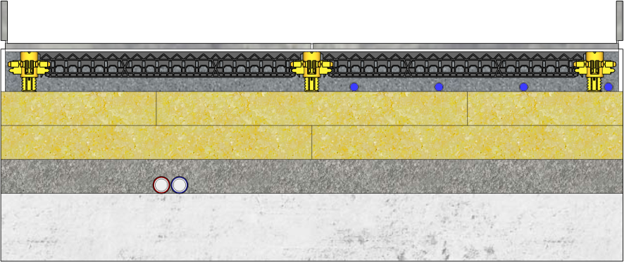 Cementdekvloer geïsoleerd met isolatieplaten