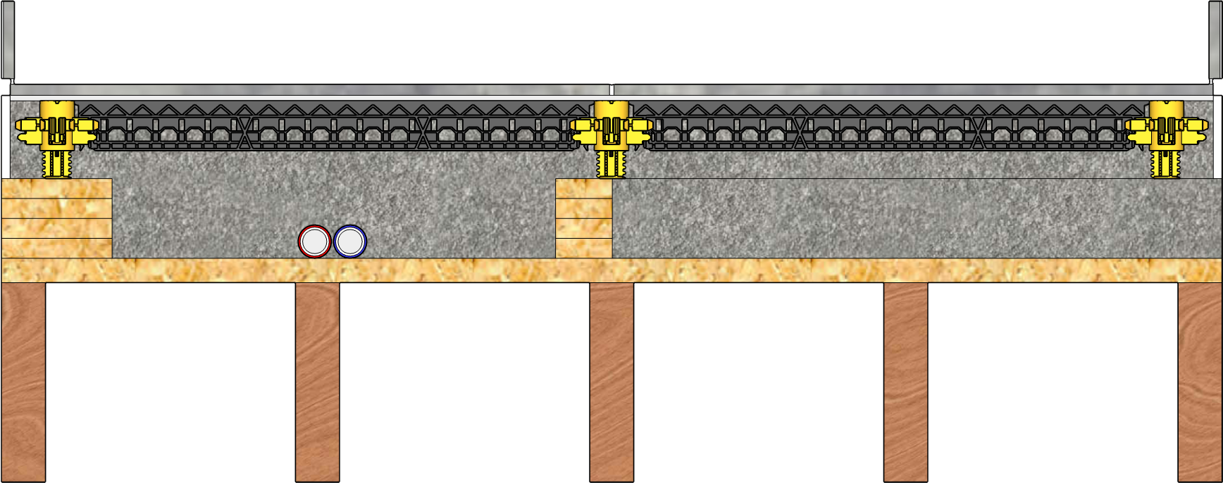 Tileable insulating screed floor construction