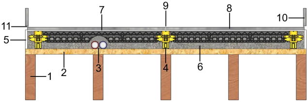 Tileable insulating screed floor construction 4