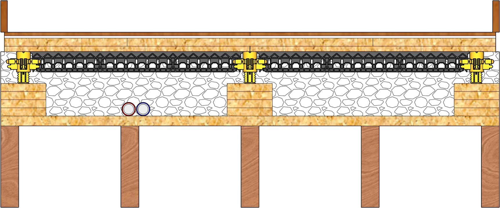 Structure de sol sèche avec des granulats porteurs