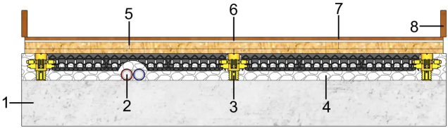 Load-bearing dry fillers floor construction 1