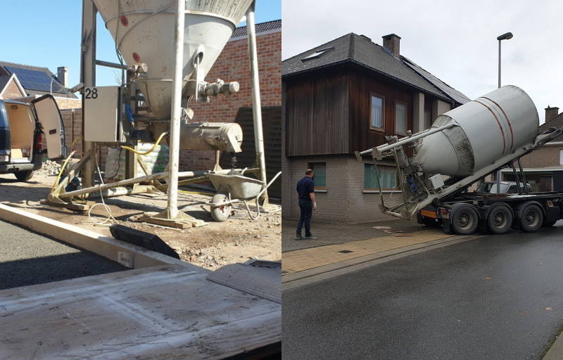 Screed and drainage mortar in silo delivered to home in Belgium