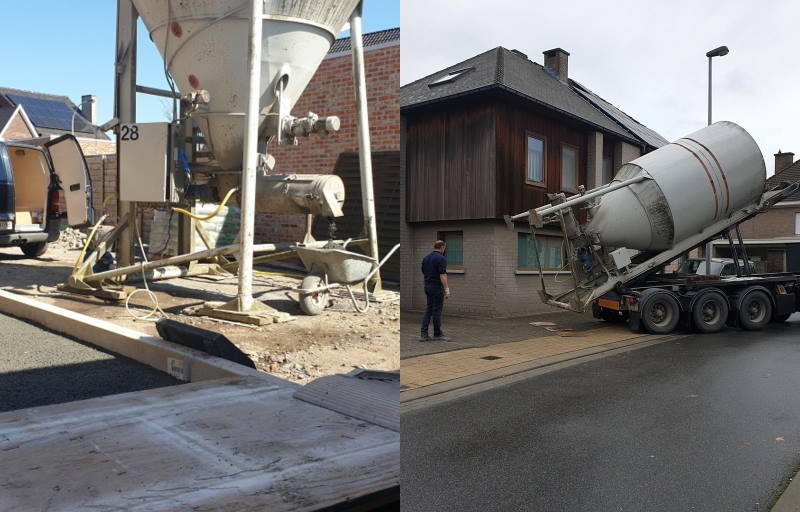 Estrich im Silo nach Hause in Belgien geliefert