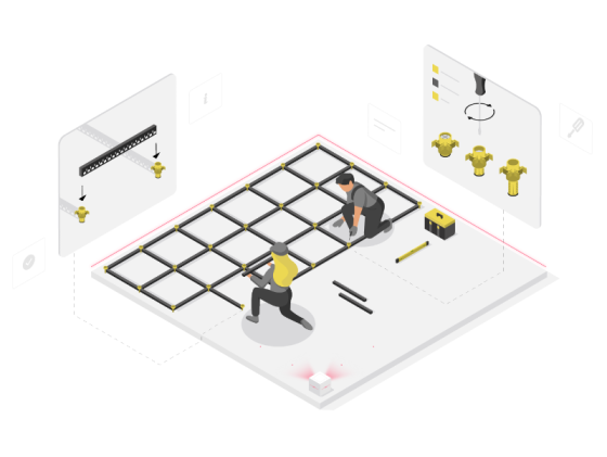 Placing the Staenis grid with screed, insulation screed, drainage mortar or dry fillers