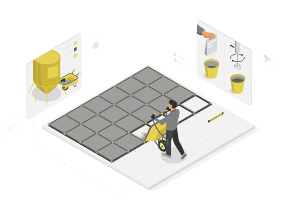 Fill in the Staenis grid with screed, insulation screed, drainage mortar or dry fillers