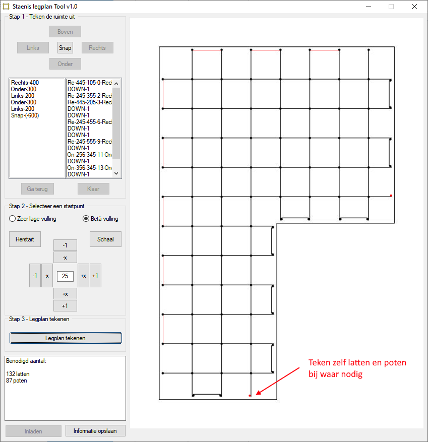 Staenis laying plan tool