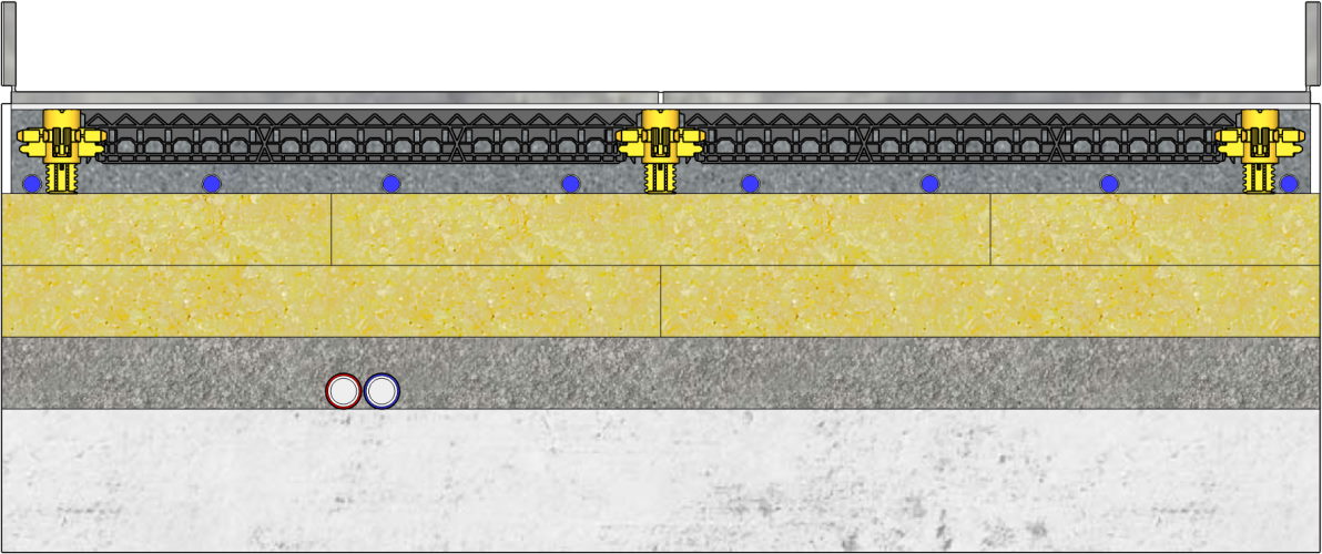 Zwevende cementdekvloer vloerverwarming