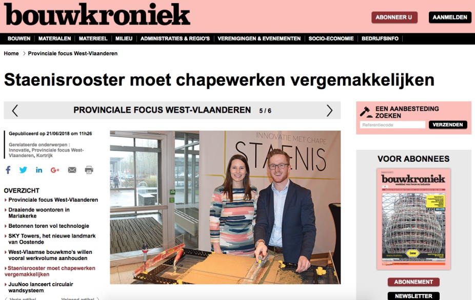 Staenis featured in the Bouwkroniek trade journal