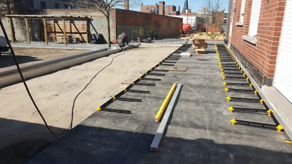Staenisrooster terras vloeropbouw op volle grond en betonvloer