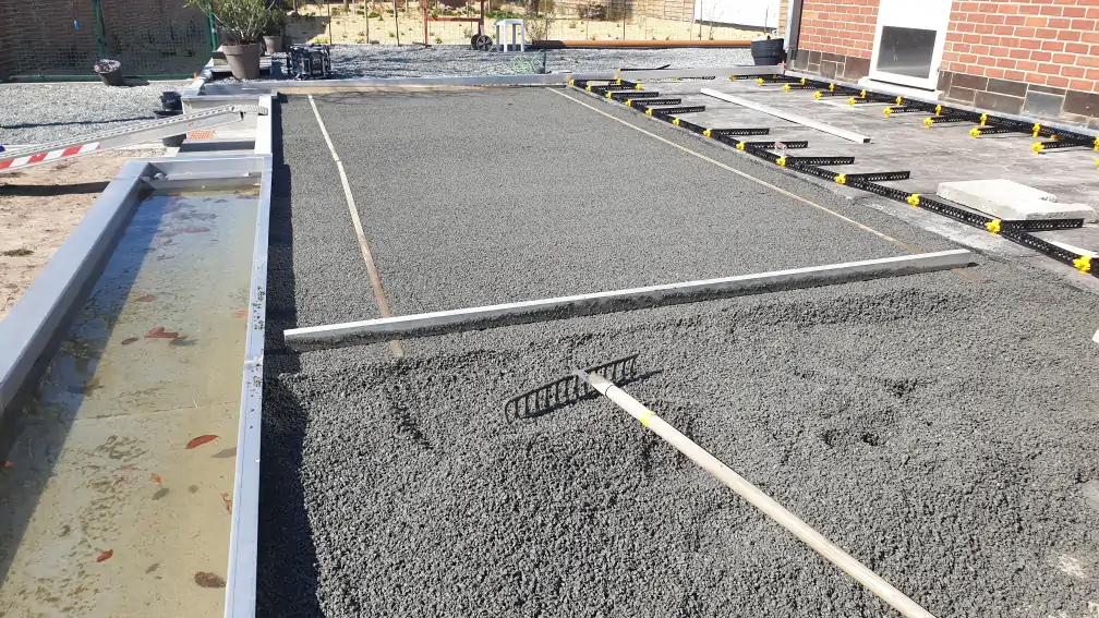 Staenisrooster terras vloeropbouw op volle grond en betonvloer