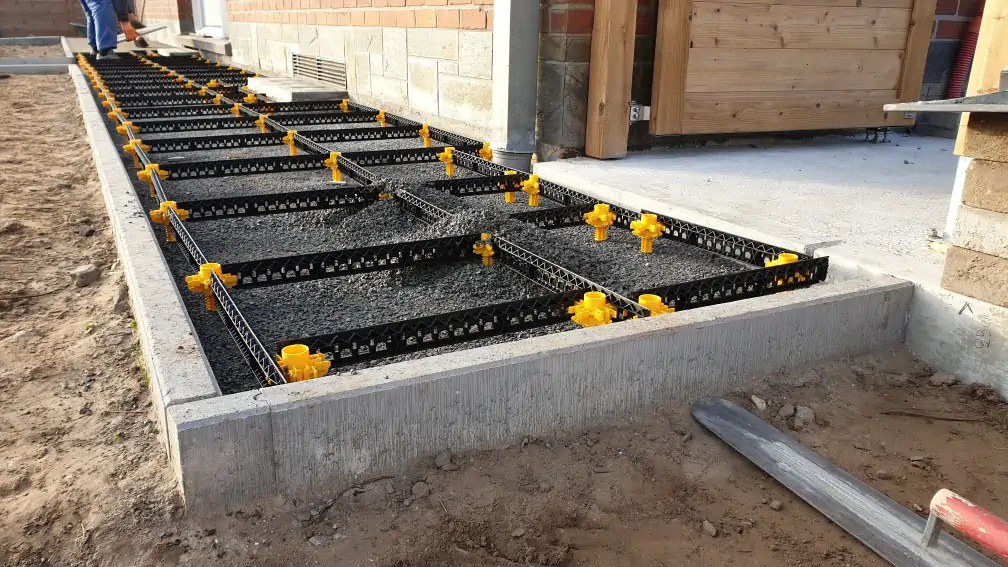 Staenisrooster terras vloeropbouw op volle grond en betonvloer