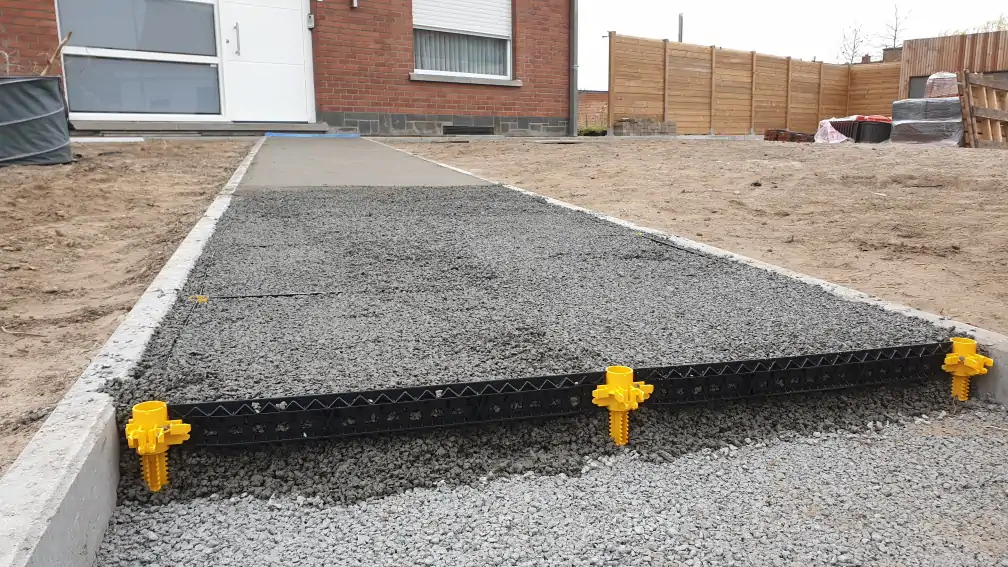 Staenisrooster terras vloeropbouw op volle grond en betonvloer