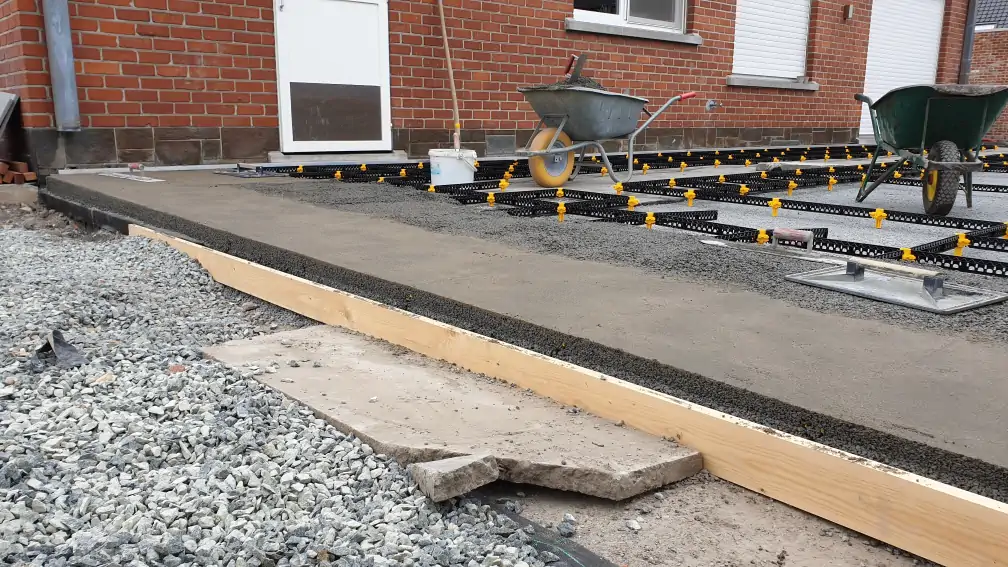 Staenisrooster terras vloeropbouw op volle grond en betonvloer