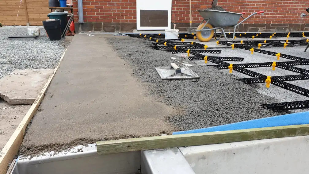 Staenisrooster terras vloeropbouw op volle grond en betonvloer