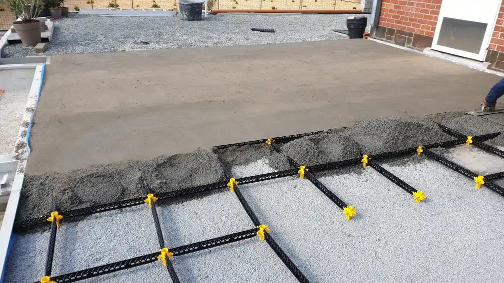 Staenisrooster terras vloeropbouw op volle grond en betonvloer